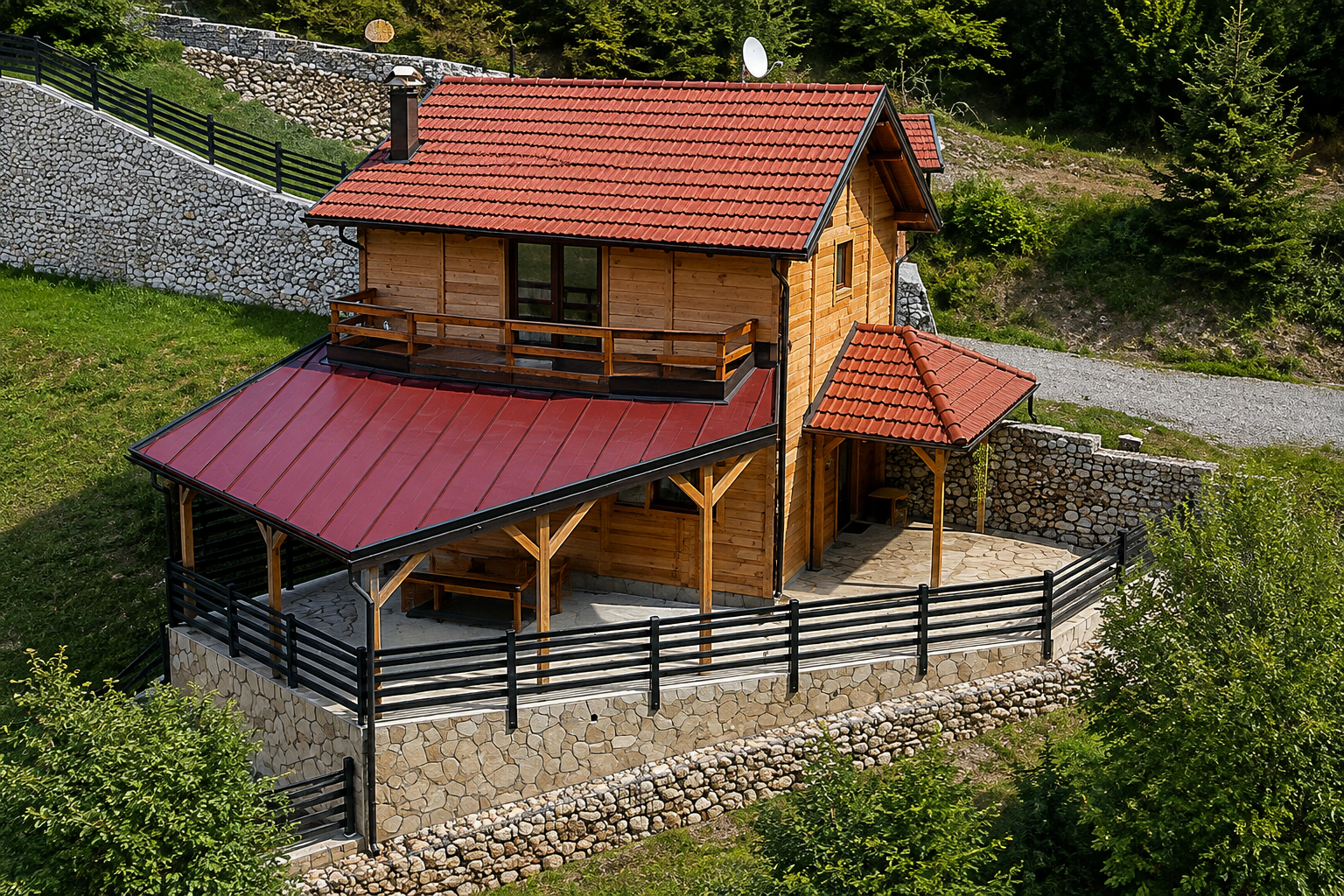 Čardak za četvoro sa kaminom